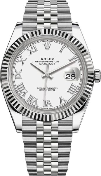 Rolex Datejust 41 Steel and White Gold White Roman Dial Jubilee Bracelet 41mm