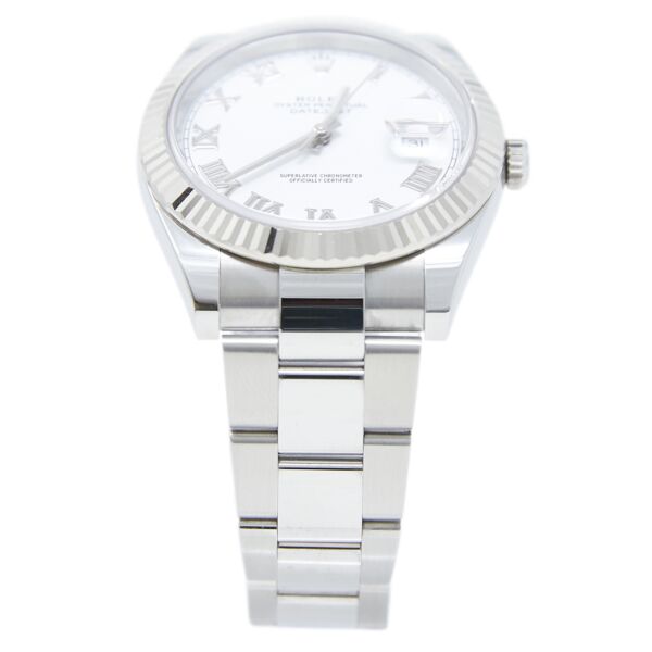 Rolex Pre-Owned Datejust 41 Steel + White Gold White Roman Dial on Oyster Bracelet [COMPLETE SET] 2021