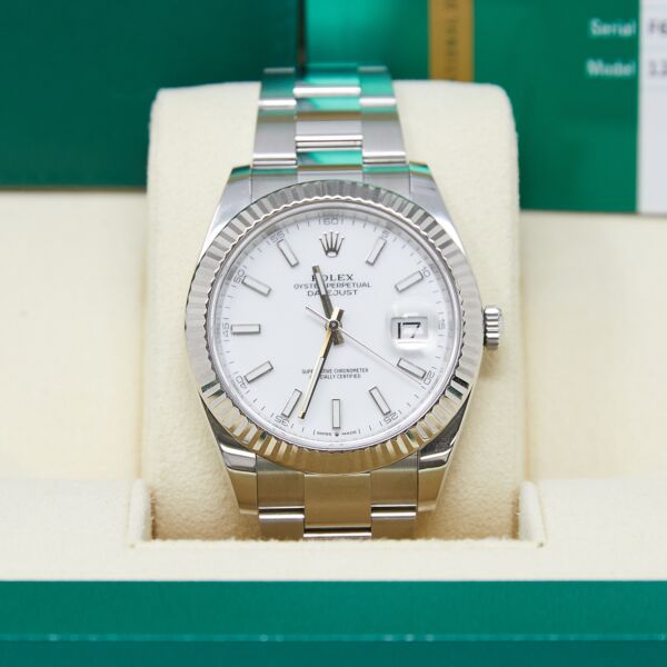 Rolex Pre-Owned Datejust 41 Steel + White Gold White Dial on Oyster Bracelet [COMPLETE SET] 2020