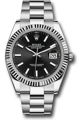 Rolex Datejust 41 Steel and White Gold Black Stick Dial Oyster Bracelet 41mm