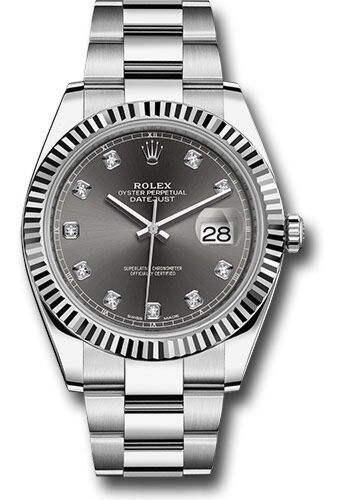 Rolex Datejust 41 Steel and White Gold Rhodium Diamond Dial Oyster Bracelet 41mm