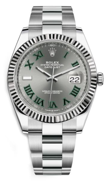 Rolex Datejust 41 Steel and White Gold Slate with Green Roman Dial Oyster Bracelet 41mm