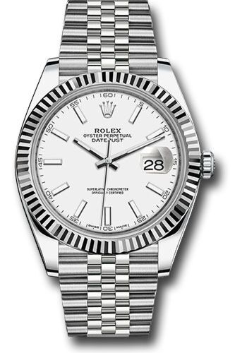 Rolex Datejust 41 Steel and White Gold White Stick Dial Jubilee Bracelet 41mm