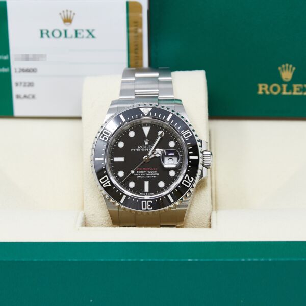 Rolex Pre-Owned Sea-Dweller Red Stainless Steel Black Dial on Oyster Bracelet [COMPLETE SET 2019] 43mm