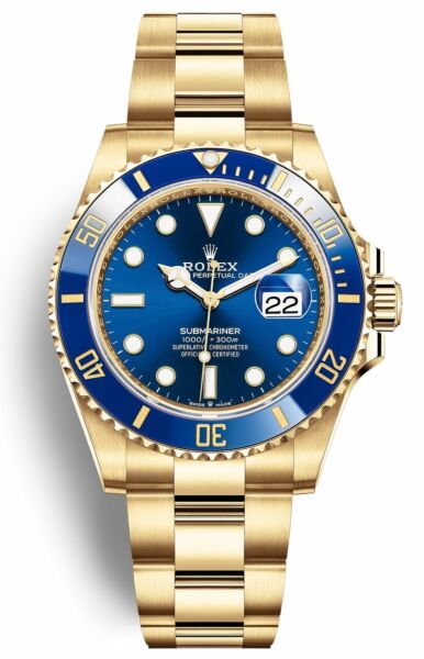 Rolex Submariner Yellow Gold Blue Dial on Oyster 41mm