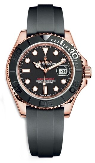 Rolex Yacht-Master Rose Gold Black Dial on Oysterflex 40mm