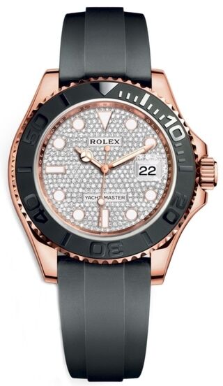 Rolex Yacht-Master Rose Gold Pave Diamond Dial on Oysterflex 40mm