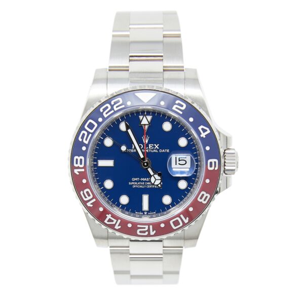 Pre Owned Rolex GMT-Master II White Gold Blue/Red 'Pepsi' Bezel Blue Dial on Oyster 40mm Complete 2019/2020