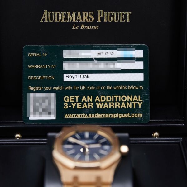 Audemars Piguet Pre-Owned Royal Oak Rose Gold Blue Dial on Bracelet [COMPLETE SET] 39mm