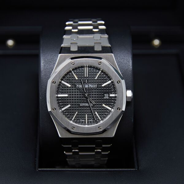 Royal Oak Stainless Steel Black Dial on Bracelet Men's Watch 41mm Complete Box and Papers