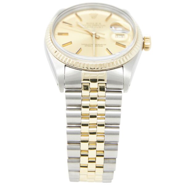 Pre Owned Rolex Two-Tone Datejust Steel and Yellow Gold Champagne Stick Dial on Jubilee 36mm MINT