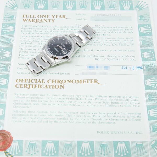 Rolex Pre-Owned Datejust 36 Stainless Steel Black Dial on Oyster Bracelet [COMPLETE SET] 36mm