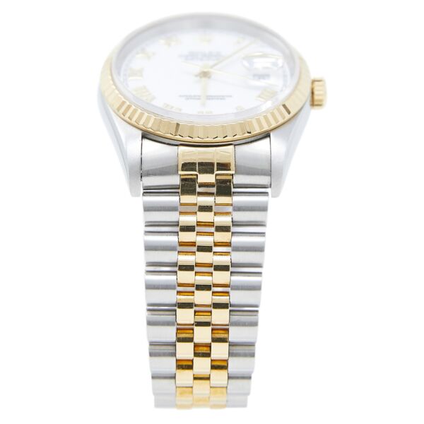 Rolex Pre-Owned Datejust 36 Steel + Yellow Gold White Roman Dial on Jubilee Bracelet [BOX & PAPERS]