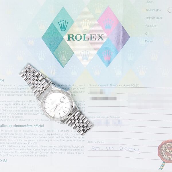 Rolex Pre-Owned Datejust 36 Steel + White Gold Silver Dial on Jubilee Bracelet [COMPLETE SET]