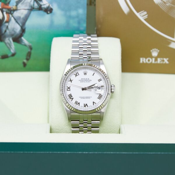 Rolex Pre-Owned Datejust 36 Steel and White Gold White Roman Dial on Jubilee Bracelet [with BOX]