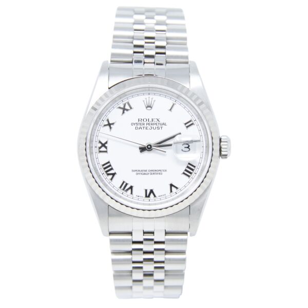 Rolex Pre-Owned Datejust 36 Steel and White Gold White Roman Dial on Jubilee Bracelet [with BOX]