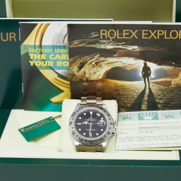 Rolex Explorer II Steel Black Dial on Oyster Bracelet 40mm Box and Papers