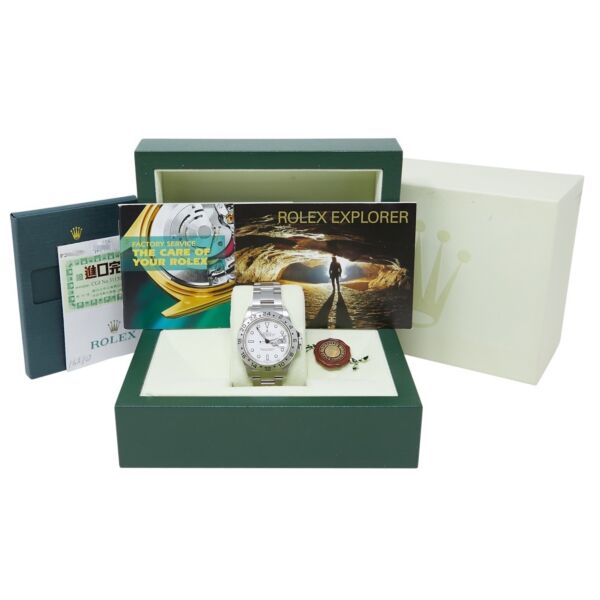 Pre Owned Rolex Explorer II Stainless Steel White Dial Oyster Bracelet 40mm Box, Papers, and Rolex Service Card 2011