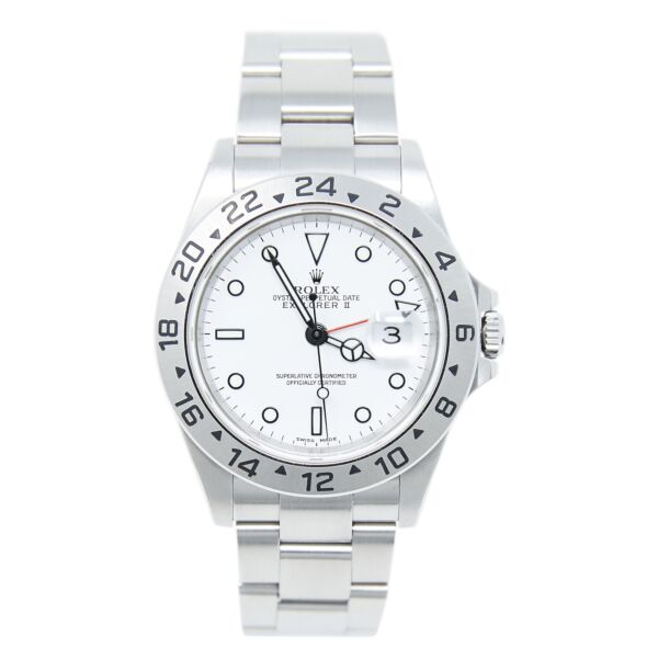 Pre Owned Rolex Explorer II Stainless Steel White Dial Oyster Bracelet 40mm Box, Papers, and Rolex Service Card 2011