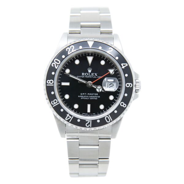 Rolex GMT-Master Black Bezel Black Dial on Oyster 40mm Box and Papers Single Owner