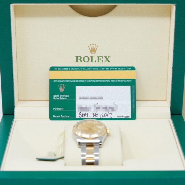 Rolex Pre Owned Datejust Steel and Yellow Gold Factory Champagne Diamond Dial on Oyster 31mm Full Set 2017/2018
