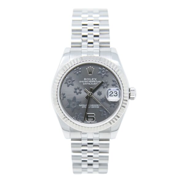 Rolex Pre Owned Datejust Steel and White Gold Rhodium Floral Dial on Jubilee 31mm