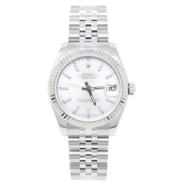Rolex Pre-Owned Datejust 31 Steel + White Gold Silver Dial on Jubilee Bracelet [COMPLETE SET]