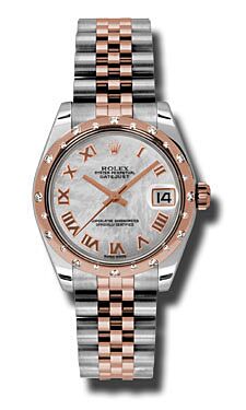 Rolex Pre Owned Datejust Steel and Rose Gold Mother of Pearl Roman Dial on Jubilee 31mm