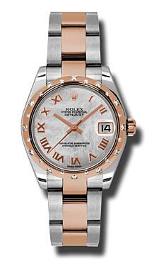 Rolex Pre Owned Datejust Steel and Rose Gold Mother of Pearl Roman Dial on Oyster 31mm