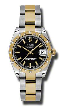 Rolex Pre Owned Datejust Steel and Yellow Gold Black Stick Dial on Oyster 31mm