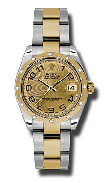 Rolex Pre Owned Datejust Steel and Yellow Gold Champagne Concentric Arabic Dial on Oyster 31mm
