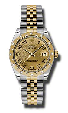 Rolex Pre Owned Datejust Steel and Yellow Gold Champagne Concentric Arabic Dial on Jubilee 31mm