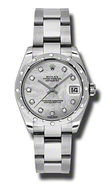 Rolex Pre Owned Datejust Steel and White Gold Mother of Pearl Diamond Dial on Oyster 31mm