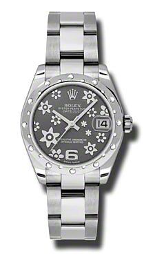 Rolex Pre Owned Datejust Steel and White Gold Rhodium Floral Dial on Oyster 31mm