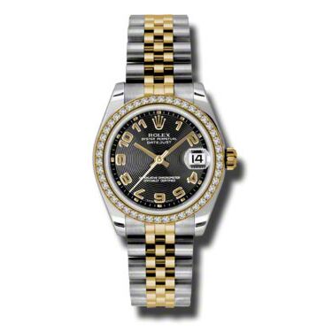 Rolex Pre Owned Datejust Steel and Yellow Gold Black Concentric Arabic Dial on Jubilee 31mm