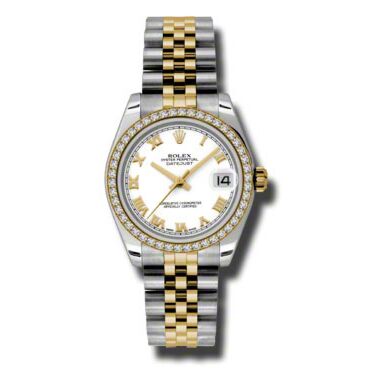Rolex Pre Owned Datejust Steel and Yellow Gold White Roman Dial on Jubilee 31mm