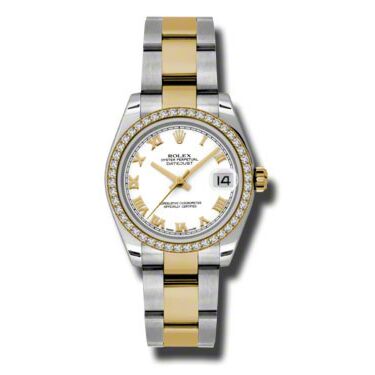 Rolex Pre Owned Datejust Steel and Yellow Gold White Roman Dial on Oyster 31mm