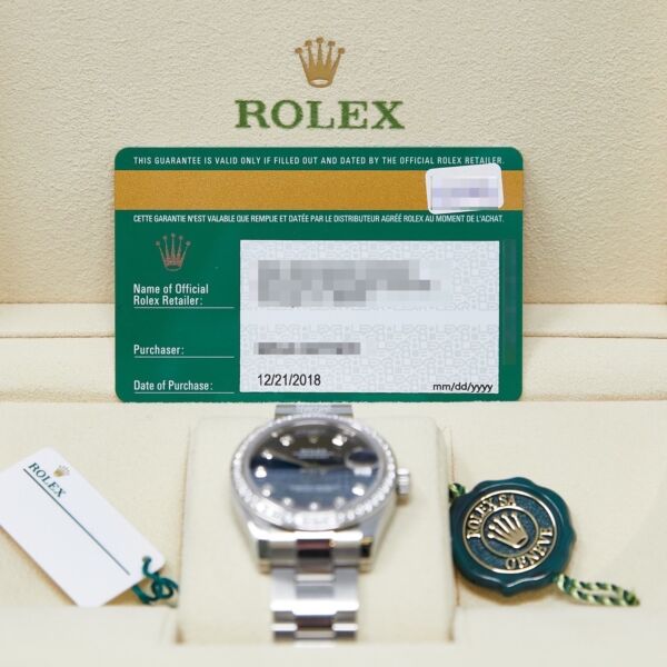 Rolex Pre-Owned Datejust Steel + White Gold Diamond Bezel Blue Diamond Dial on Oyster [COMPLETE SET] 31mm