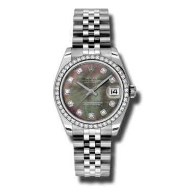 Rolex Pre Owned Datejust Steel and White Gold Custom Dark Mother of Pearl Diamond Dial on Jubilee 31mm