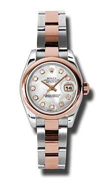 Rolex Pre Owned Datejust Steel and Rose Gold Custom Mother of Pearl Diamond Dial on Oyster 26mm