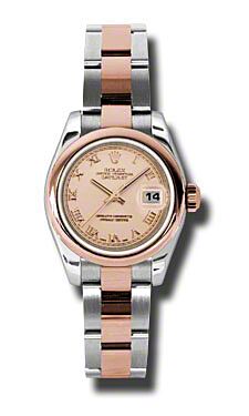 Rolex Pre Owned Datejust Steel and Rose Gold Pink Champagne Roman Dial on Oyster 26mm