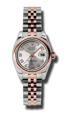 Rolex Pre Owned Datejust Steel and Rose Gold Silver Concentric Circle Arabic Dial on Jubilee 26mm