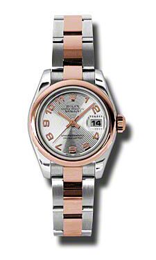 Rolex Pre Owned Datejust Steel and Rose Gold Silver Concentric Circle Arabic Dial on Oyster 26mm