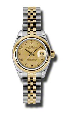 Rolex Pre Owned Datejust Steel and Yellow Gold Champagne Arabic Dial on Jubilee 26mm