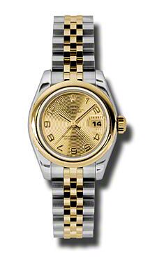 Rolex Pre Owned Datejust Steel and Yellow Gold Champagne Concentric Circle Arabic Dial on Jubilee 26mm