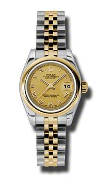 Rolex Pre Owned Datejust Steel and Yellow Gold Champagne Roman Dial on Jubilee 26mm