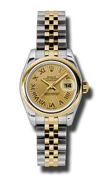 Rolex Pre Owned Datejust Steel and Yellow Gold Champagne Sunbeam Roman Dial on Jubilee 26mm