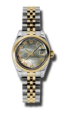Rolex Pre Owned Datejust Steel and Yellow Gold Custom Dark Mother of Pearl Roman Dial on Jubilee 26mm