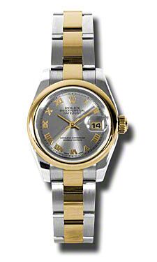 Rolex Pre Owned Datejust Steel and Yellow Gold Grey Roman Dial on Oyster 26mm