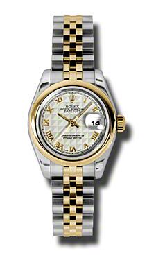 Rolex Pre Owned Datejust Steel and Yellow Gold Ivory Pyramid Roman Dial on Jubilee 26mm